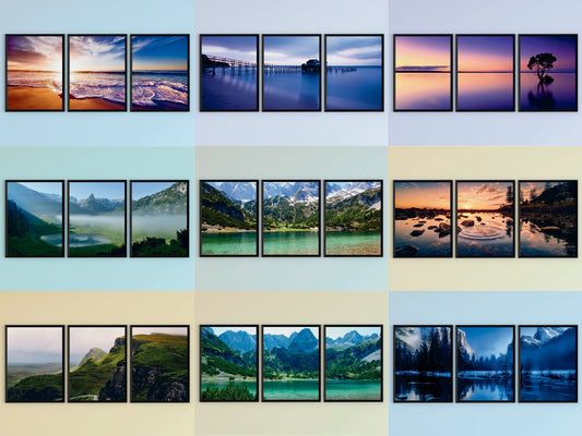 Berge-See-Meer-Triptychon-Fotografie (Bundle)