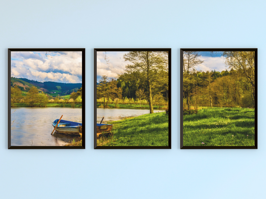 Seeblick im Spätsommer-Triptychon-Fotografie