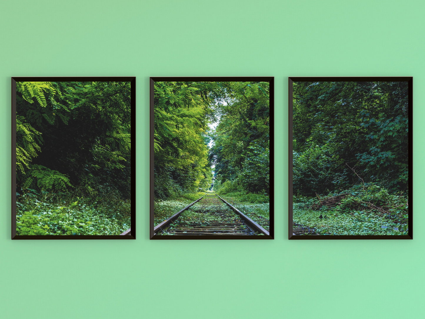 mit dem Zug durch den Wald-Triptychon-Fotografie