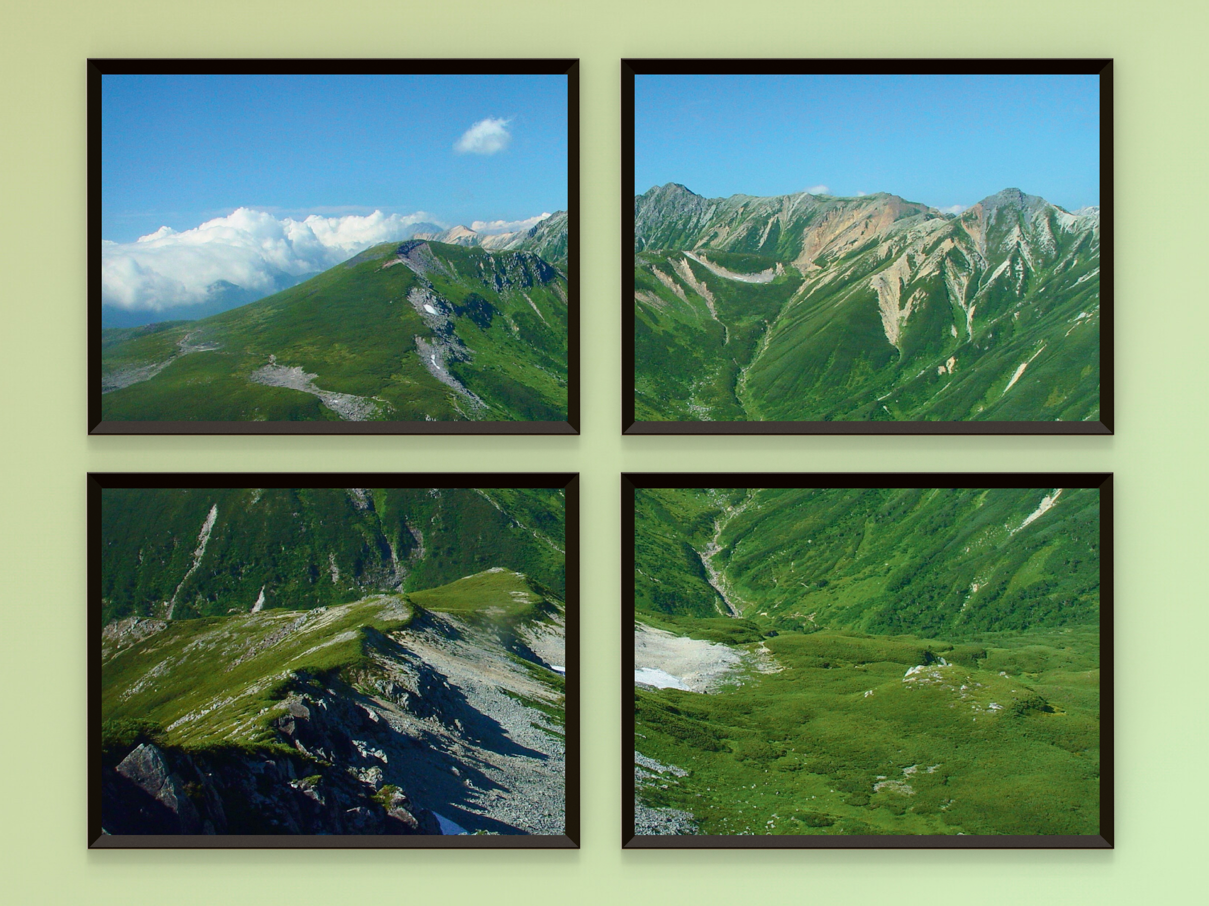 grüne Berglandschaft-Split-Fotografie