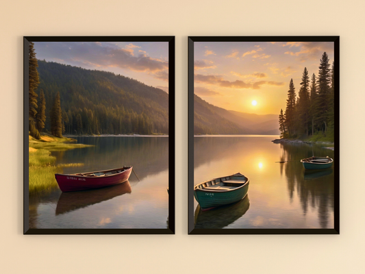 Boote auf dem Bergsee-Split-Fotografie