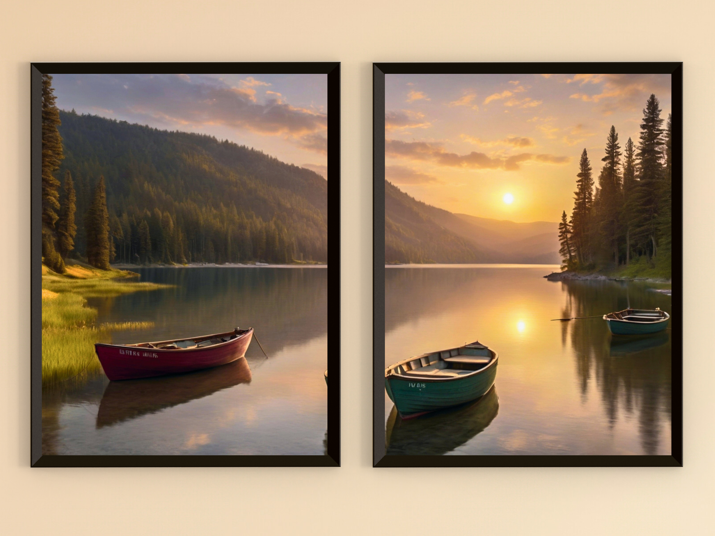 Boote auf dem Bergsee-Split-Fotografie