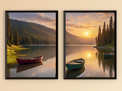 Boats on the Mountain Lake Split Photography