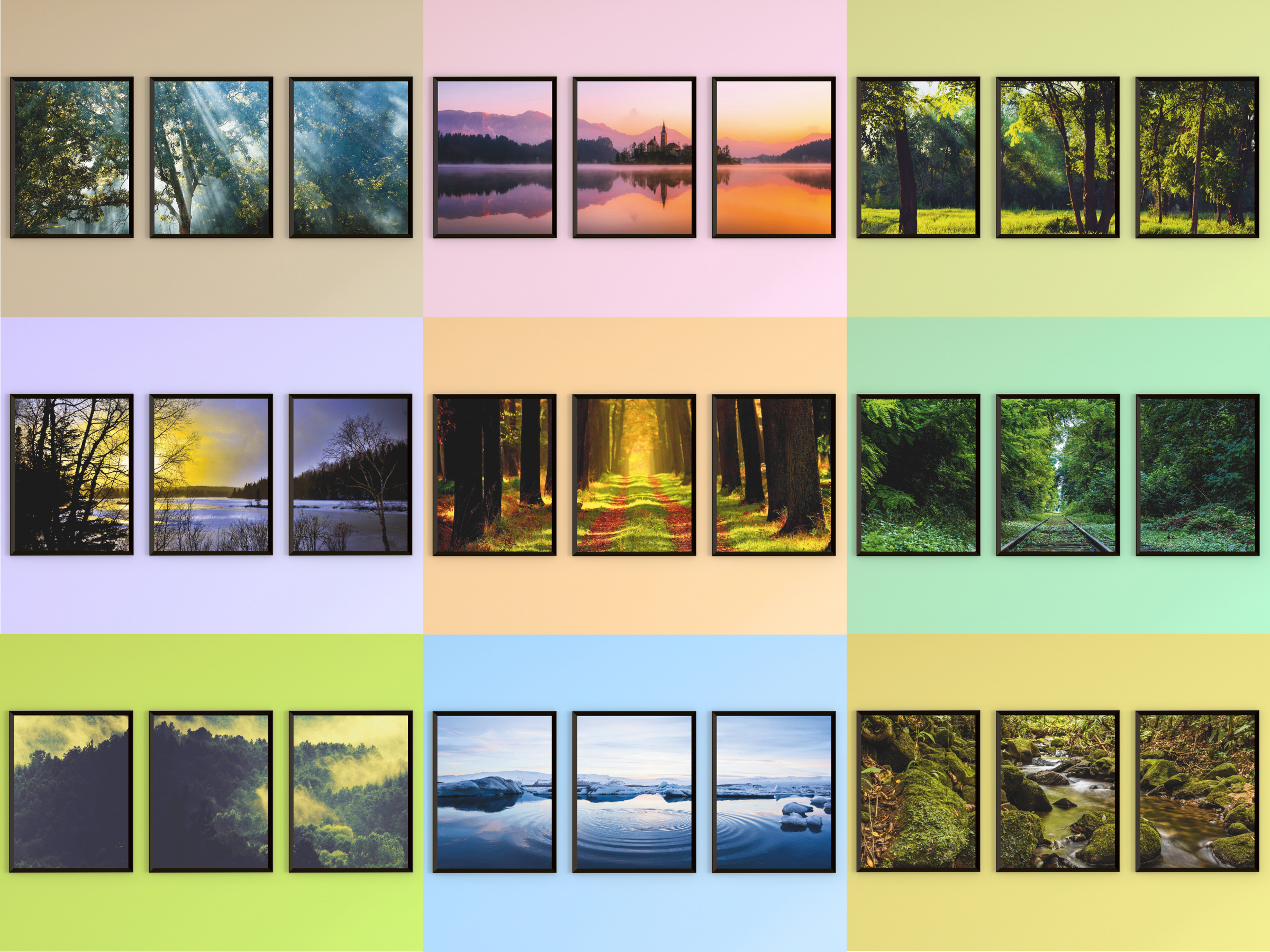 Wald-See-Meer-Bach-Triptychon-Fotografie (Bundle)