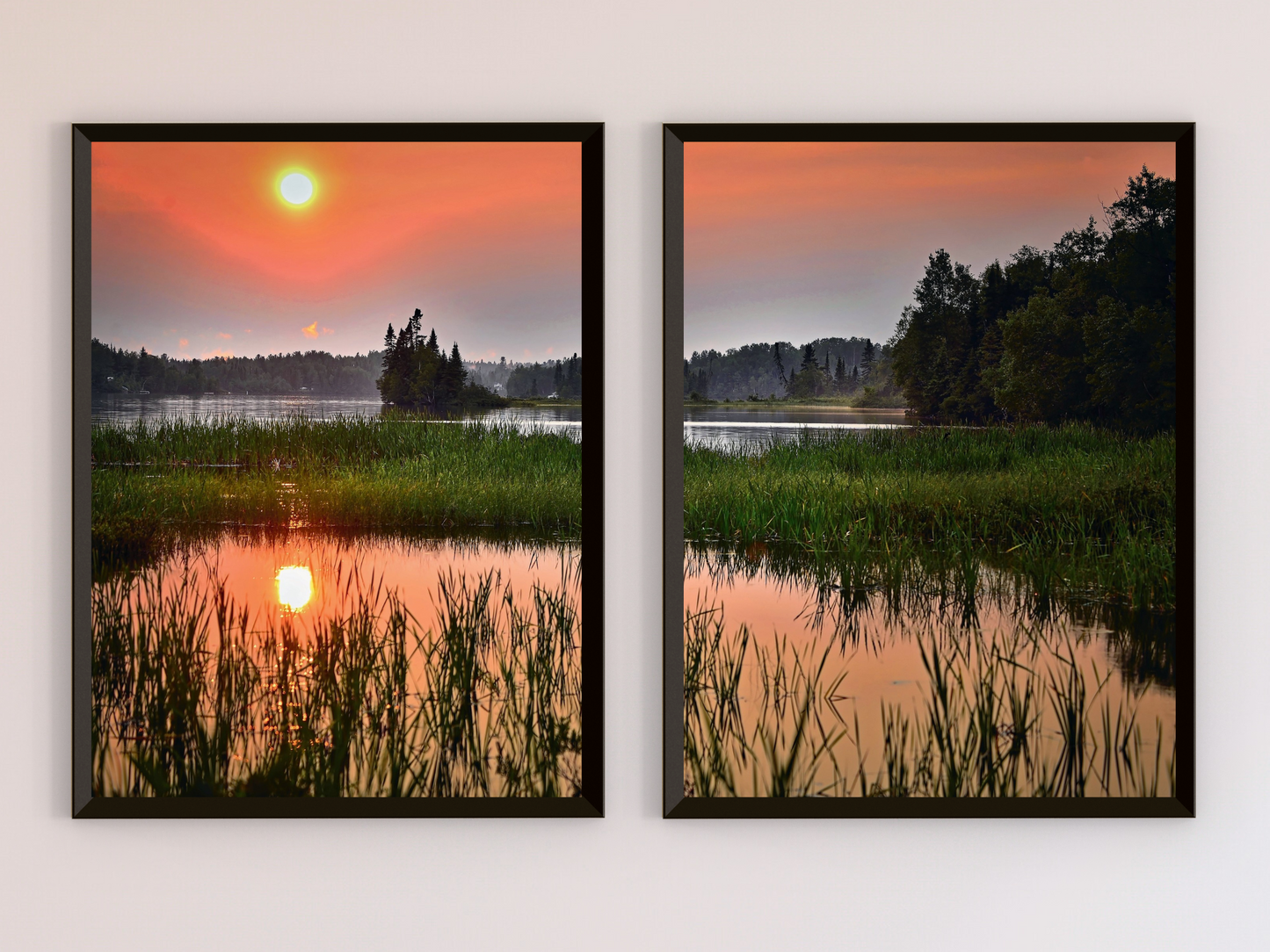 Sonnenaufgang überm See-Split-Fotografie