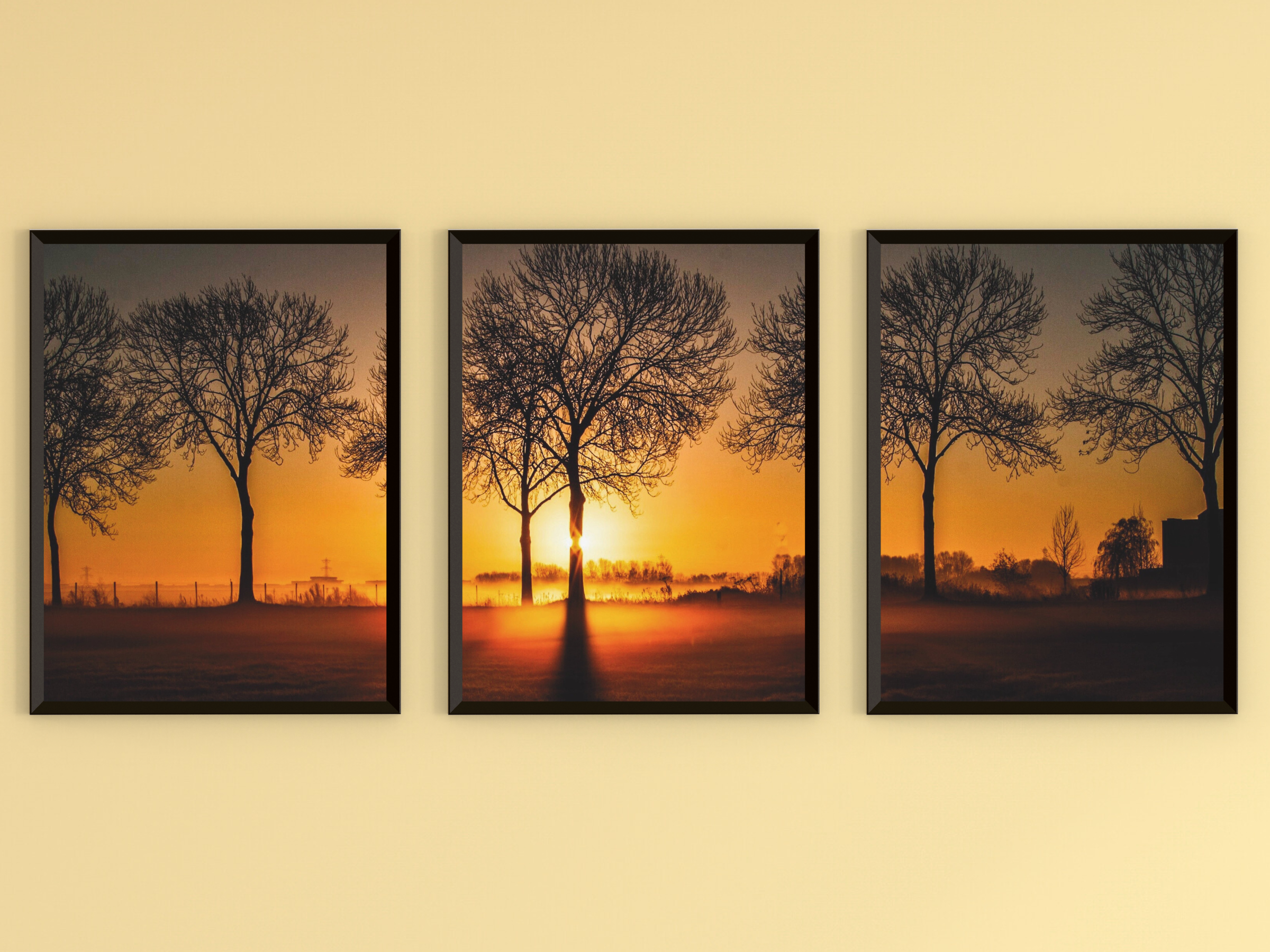 Morgenröte überm Feld-Triptychon-Fotografie