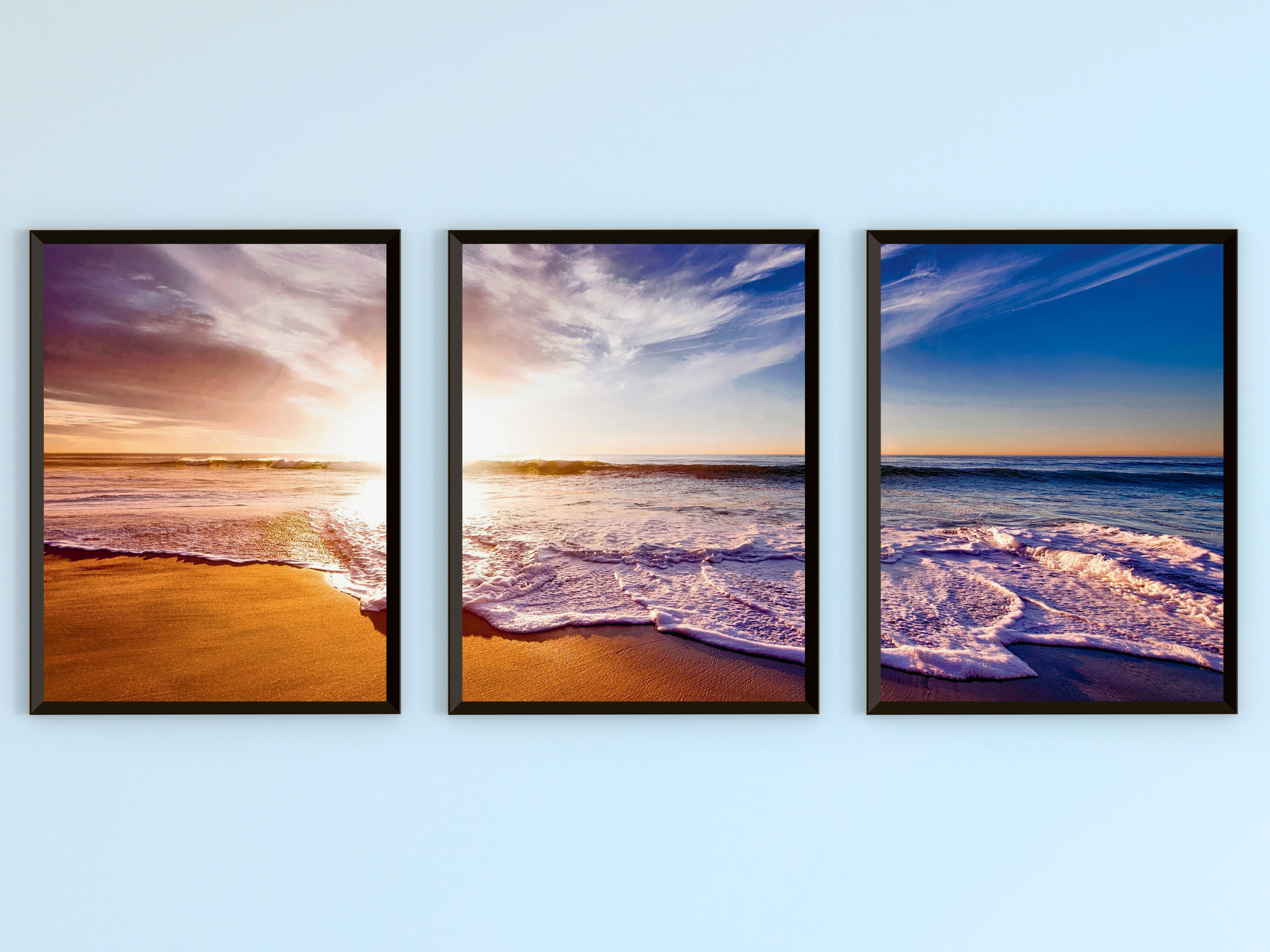 Sonnenaufgang am Strand-Triptychon-Fotografie