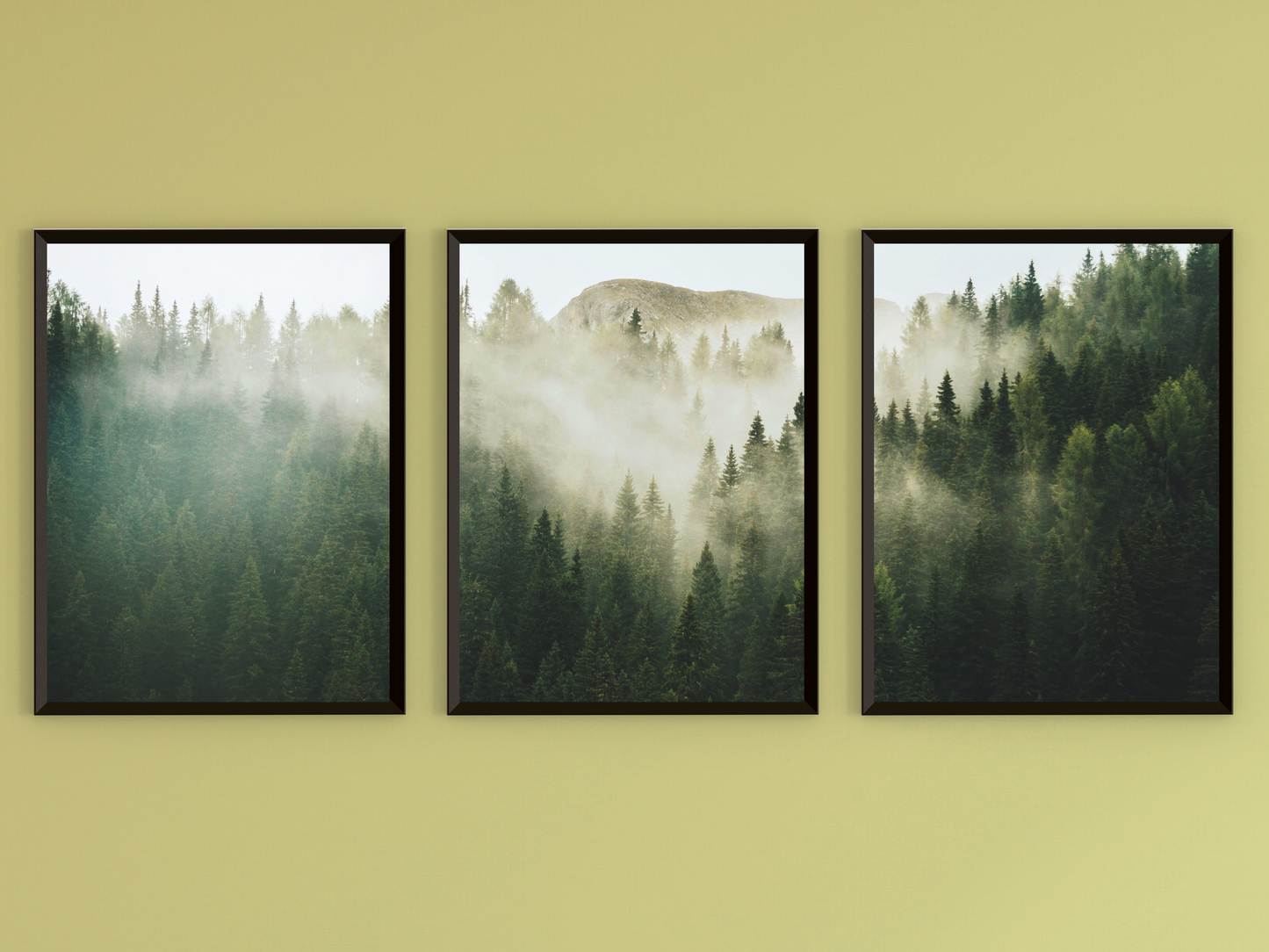 Wald im Nebel-Triptychon-Fotografie