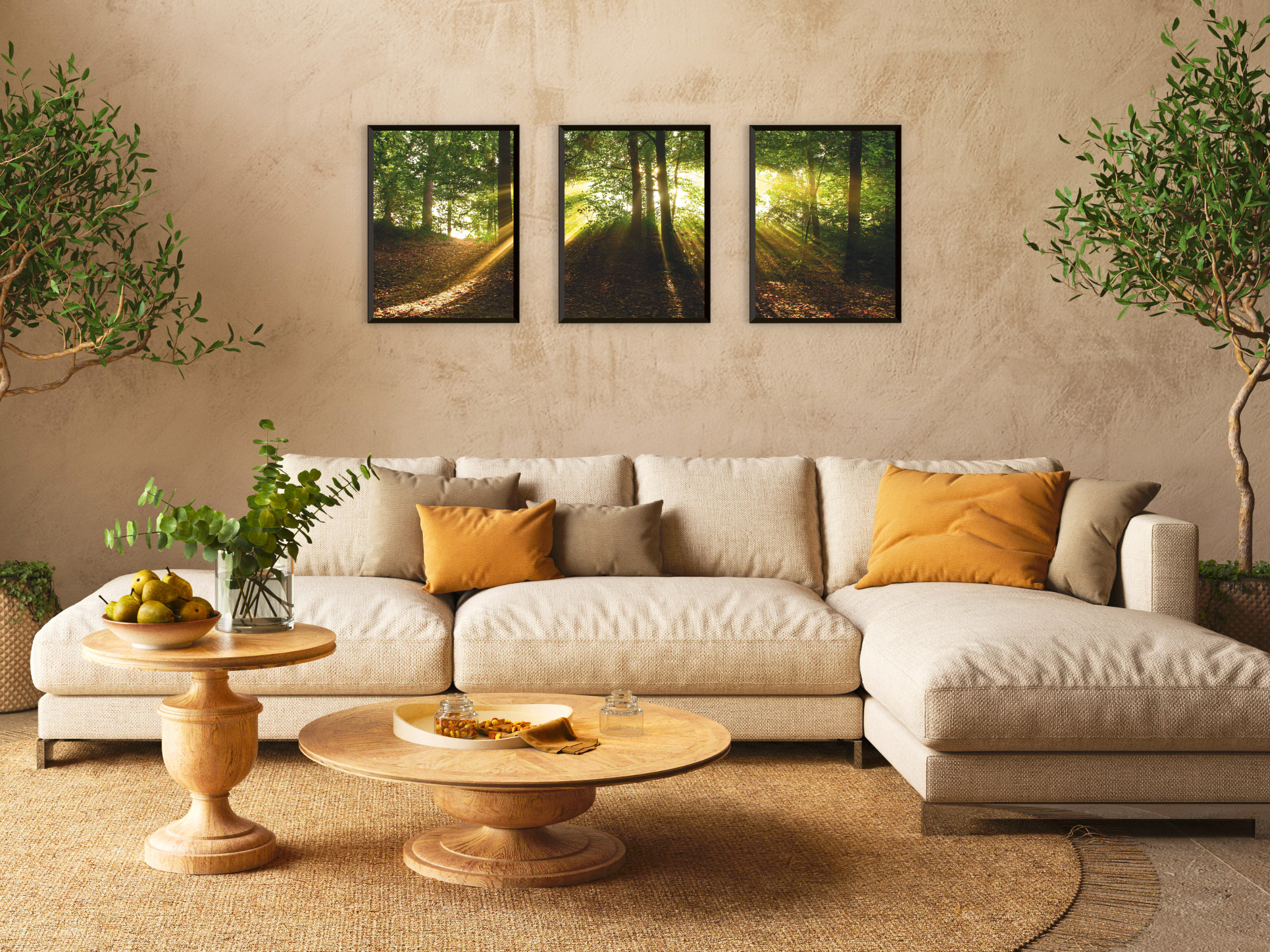 Forest Light View Triptych Photography