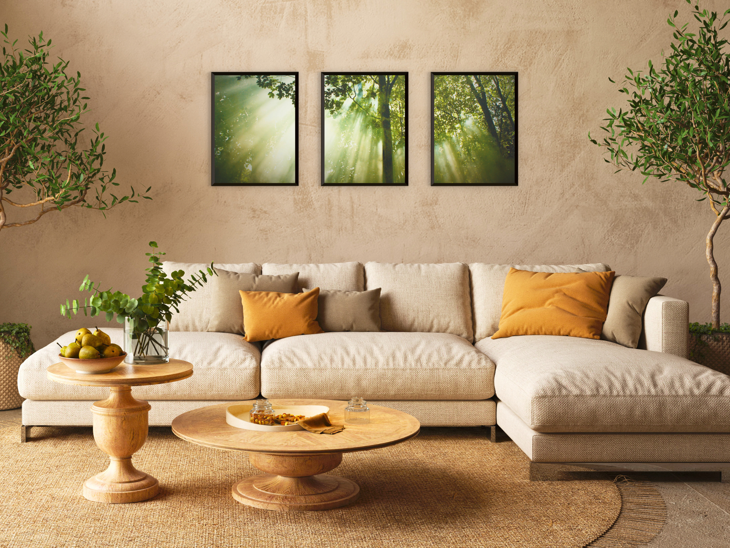 Licht durchdringt den Wald-Triptychon-Fotografie