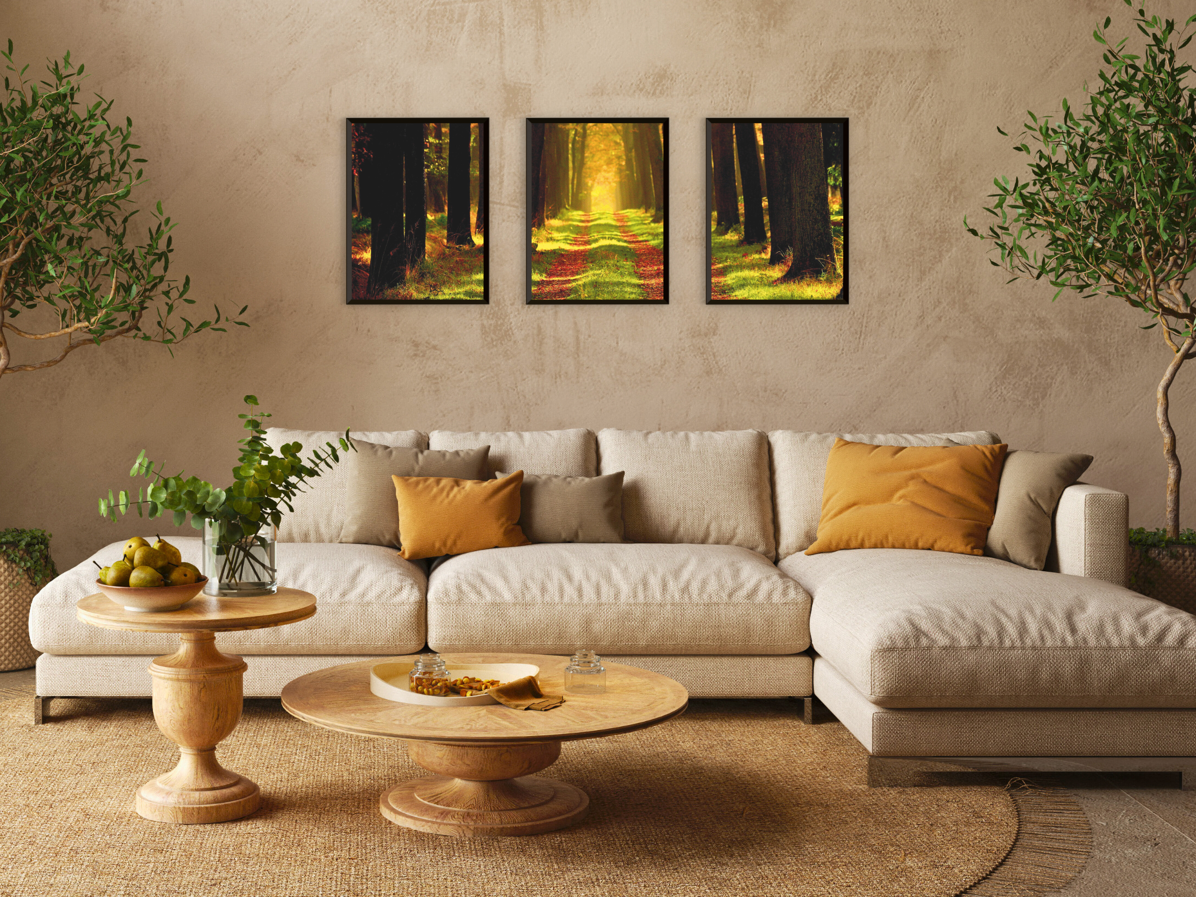 Baumallee im Spätsommer-Triptychon-Fotografie