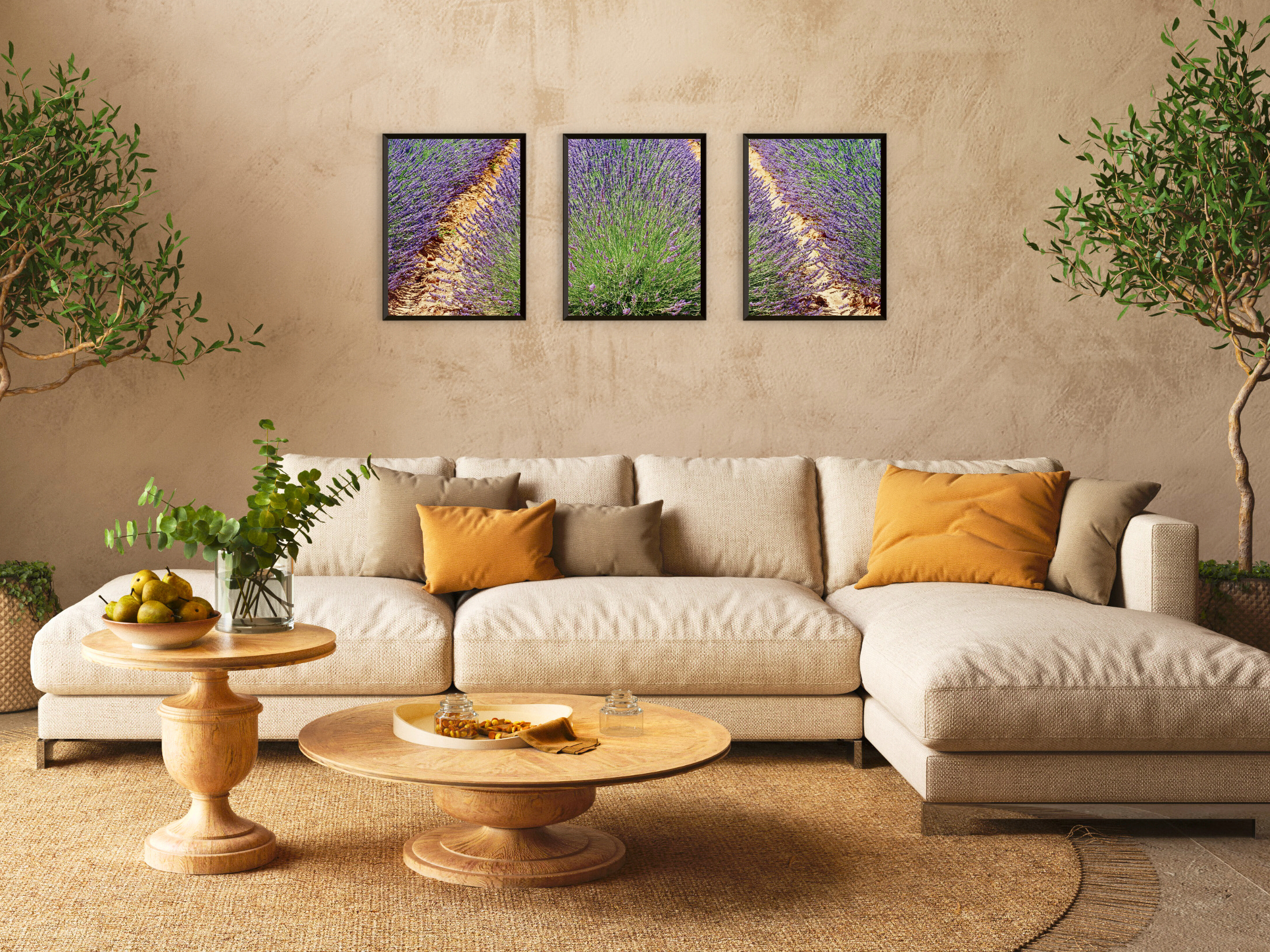 Lavendelfeld-Triptychon-Fotografie