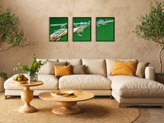 Wassertropfen auf Grashalm-Triptychon-Fotografie