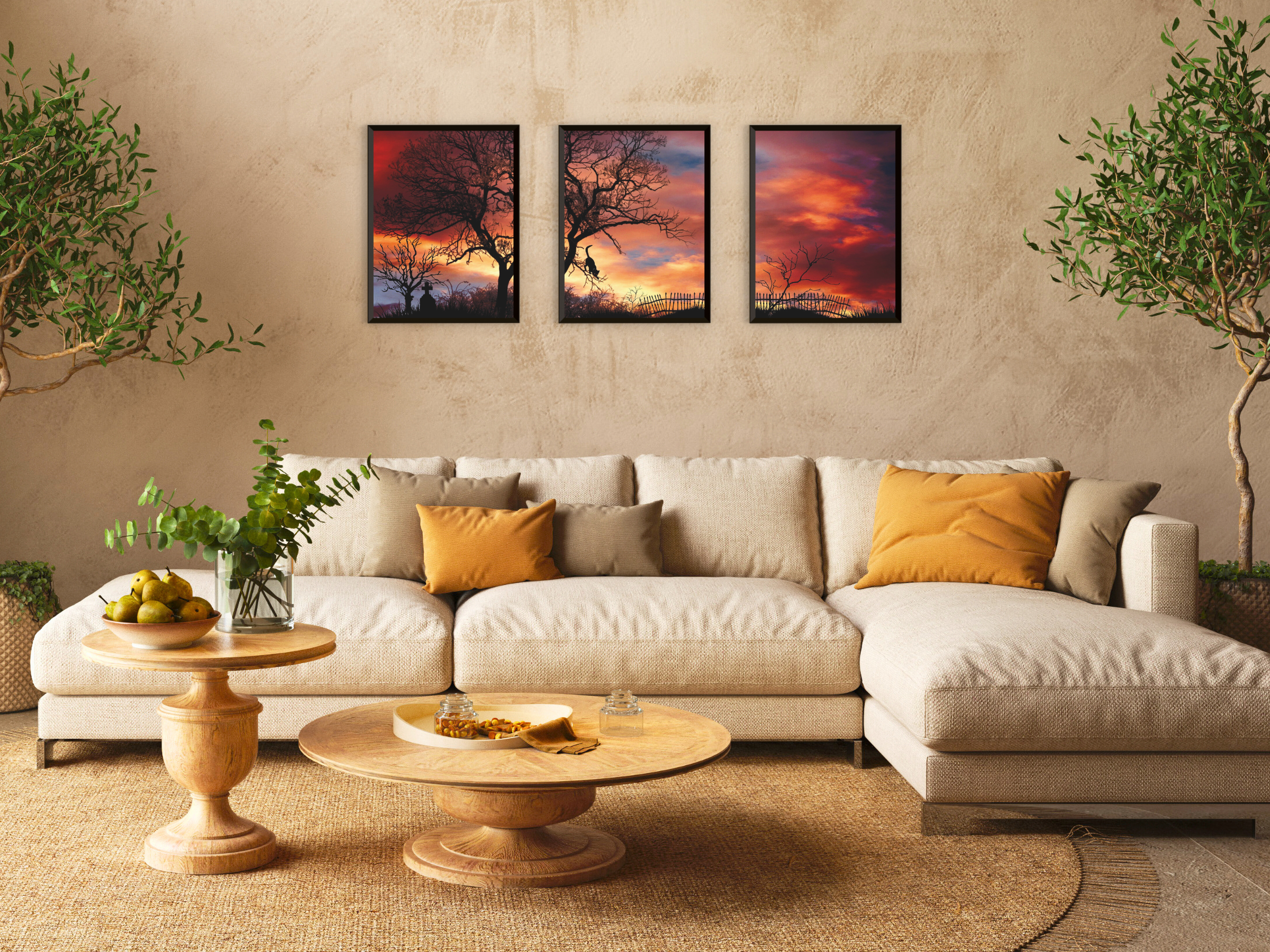 Abendröte-Triptychon-Fotografie