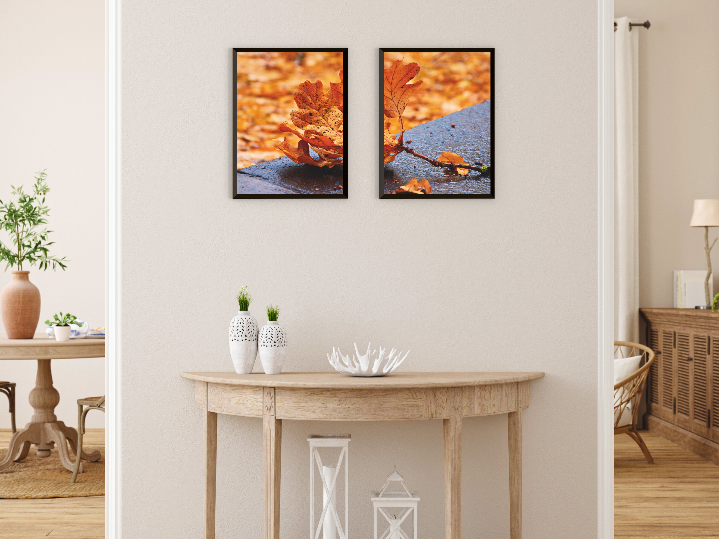 Herbst-Eichenblatt-Split-Fotografie