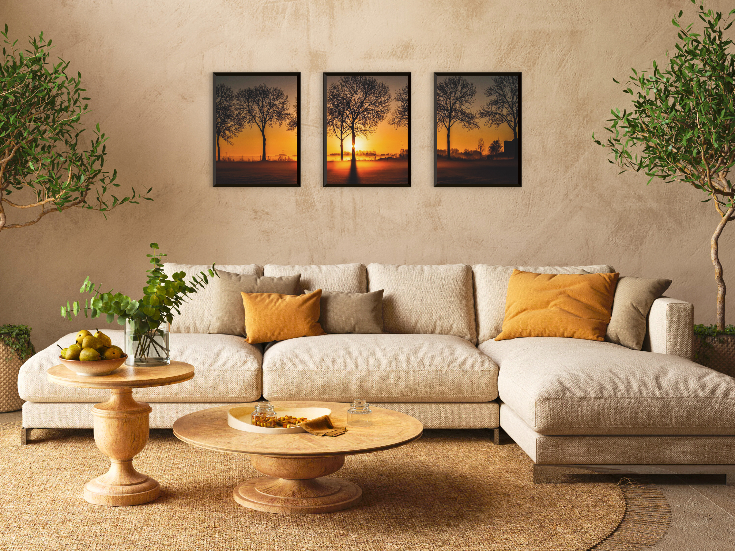 Morgenröte überm Feld-Triptychon-Fotografie