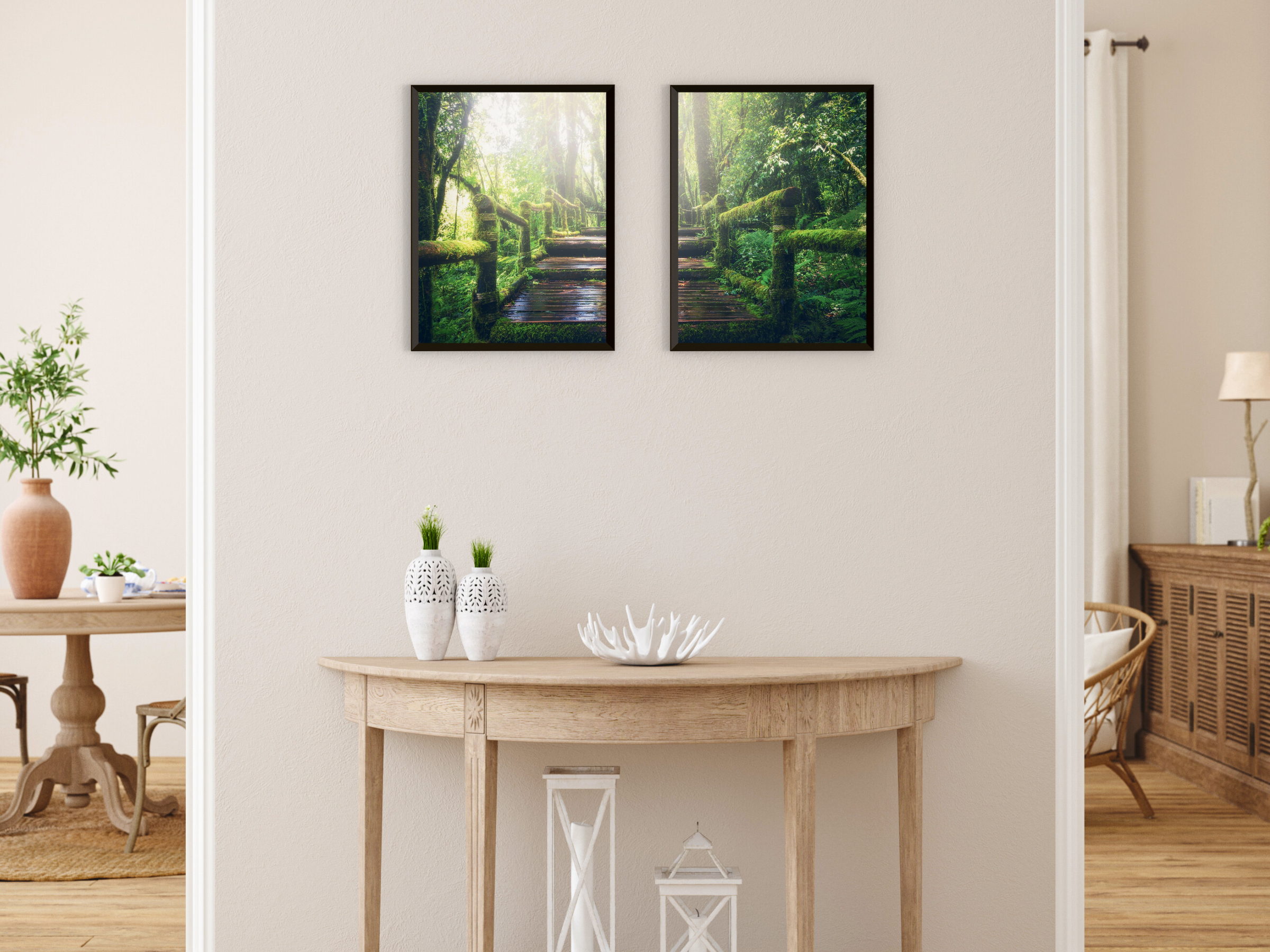 photographie d'escalier forestier divisée