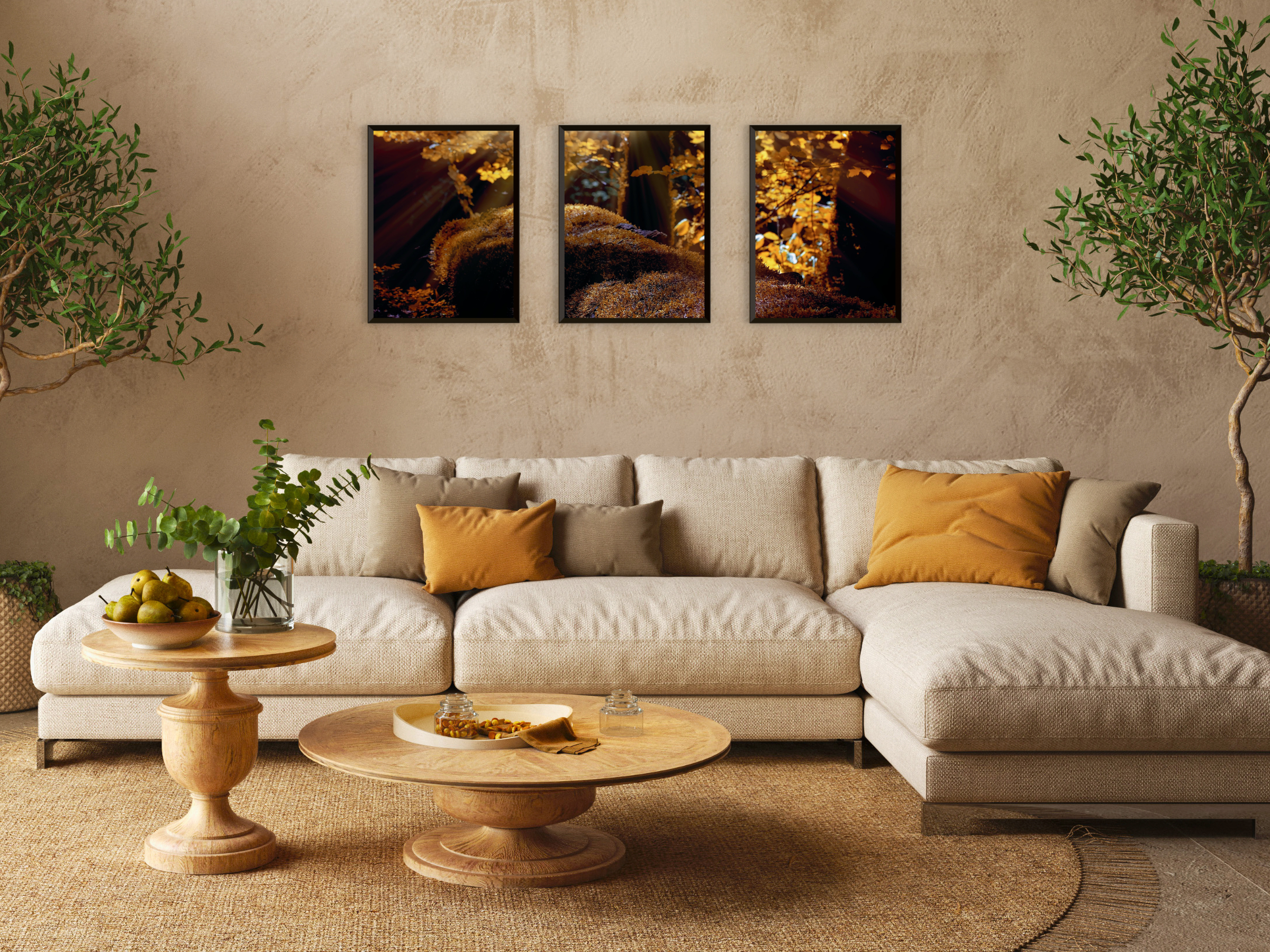 Forest Moss Triptych Photography