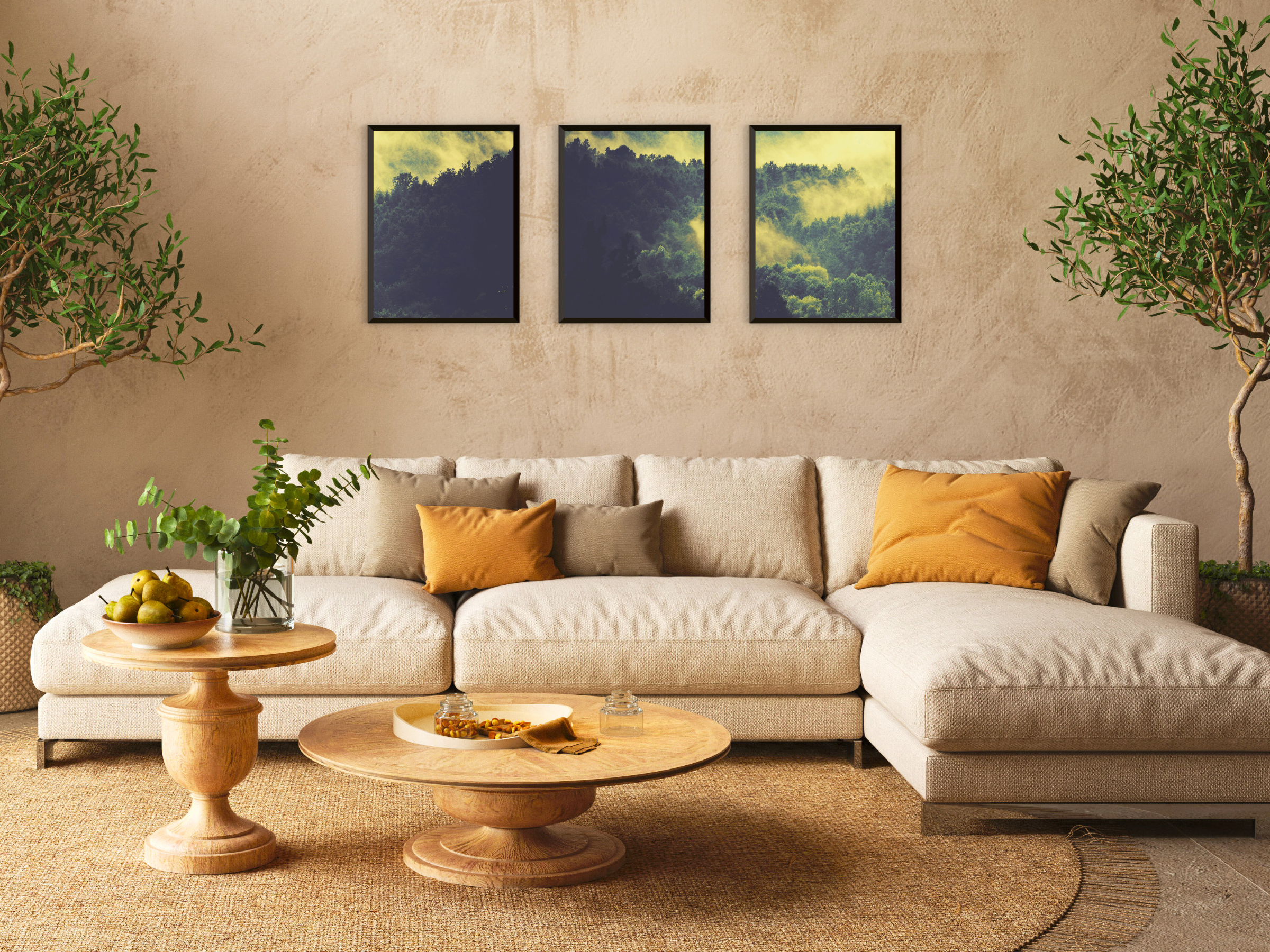 Brouillard dans la forêt - Photographie en triptyque