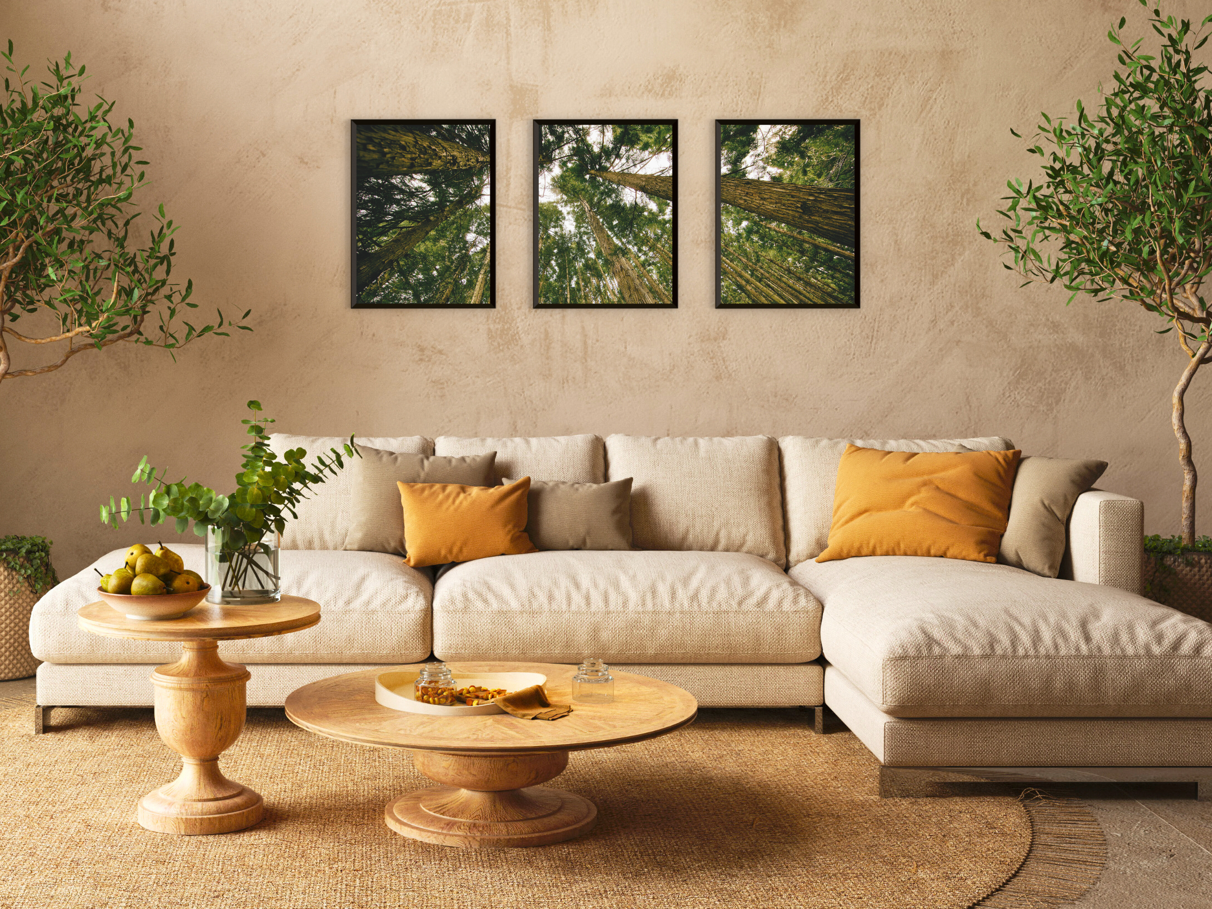 Blick in die Bäume-Triptychon-Fotografie