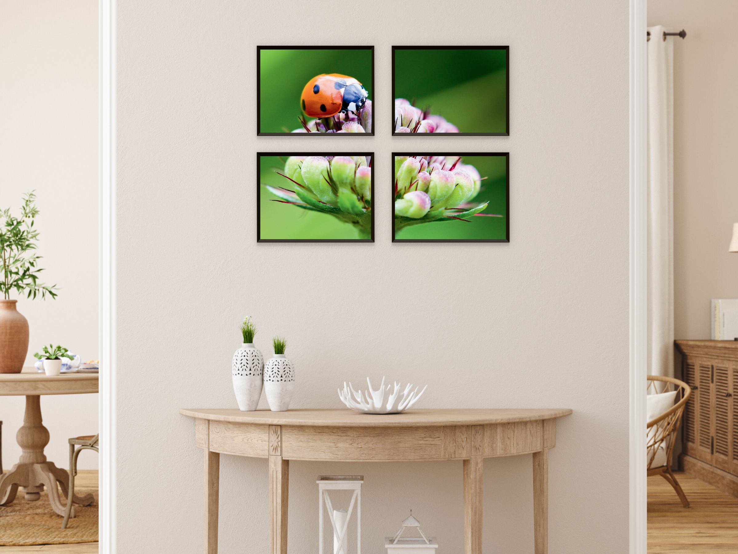 Marienkäfer auf Blume-Split-Fotografie