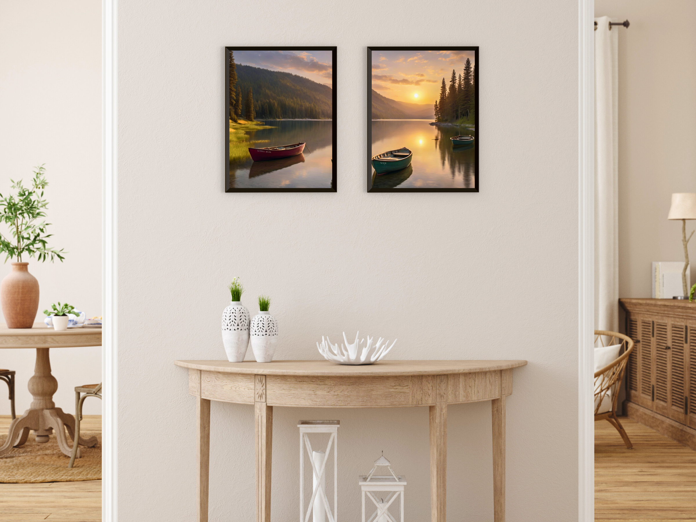 Photographie séparée de plantes, montagnes et lacs (lot)