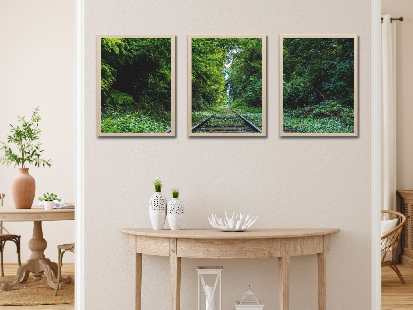 mit dem Zug durch den Wald-Triptychon-Fotografie