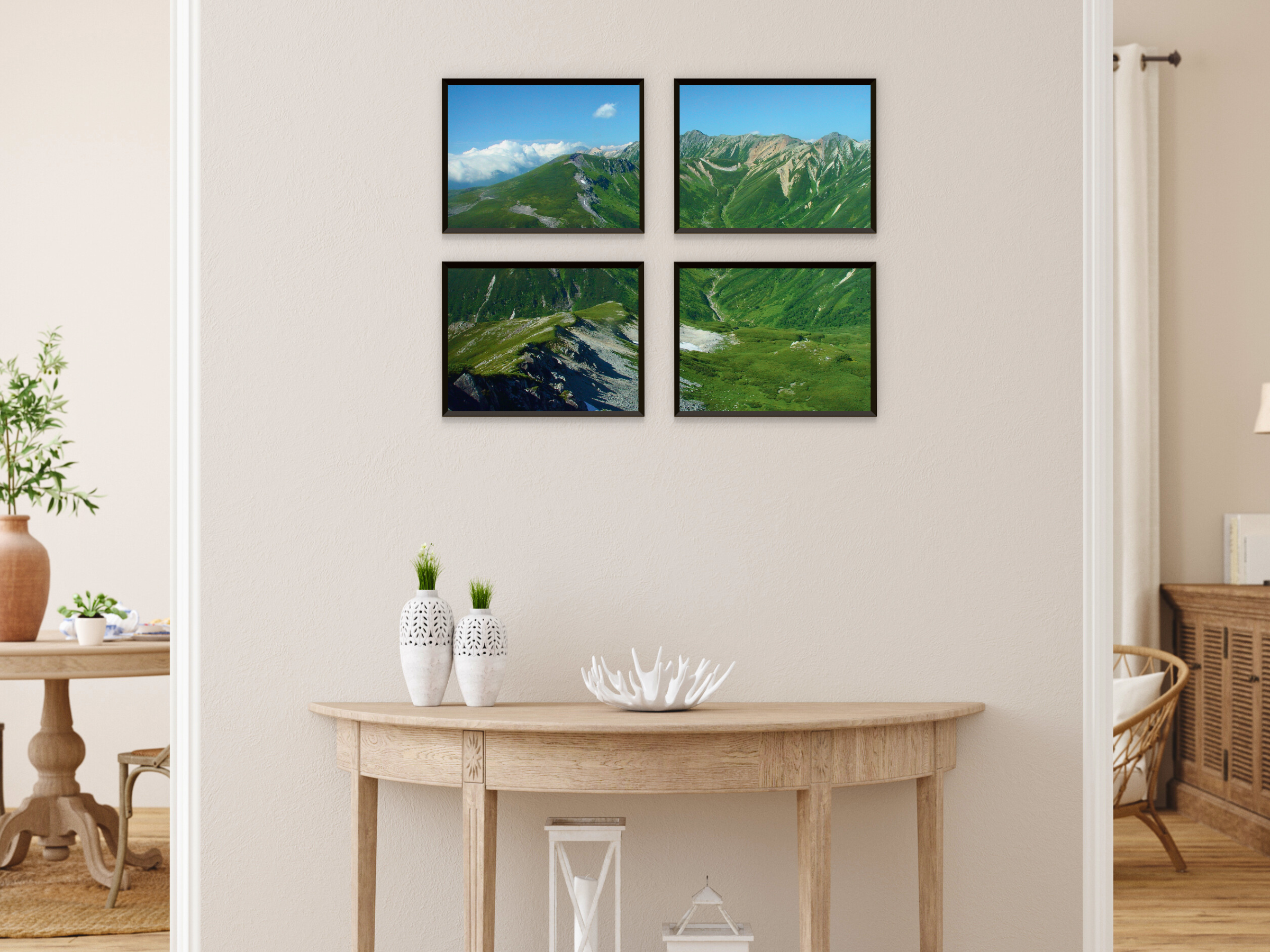 grüne Berglandschaft-Split-Fotografie