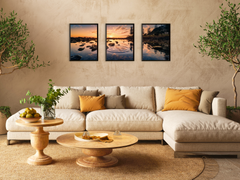 Sonnenuntergang am Gewässer-Triptychon-Fotografie