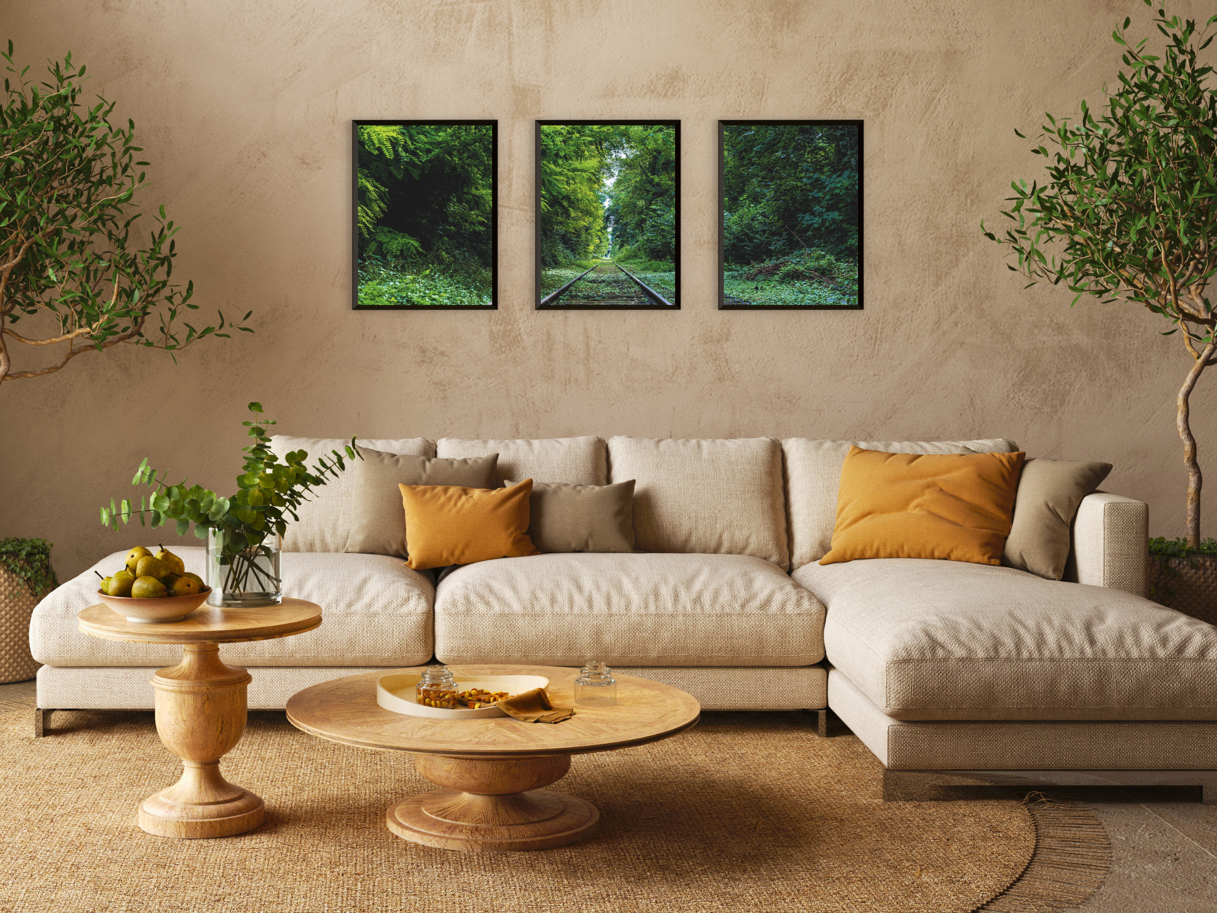 mit dem Zug durch den Wald-Triptychon-Fotografie