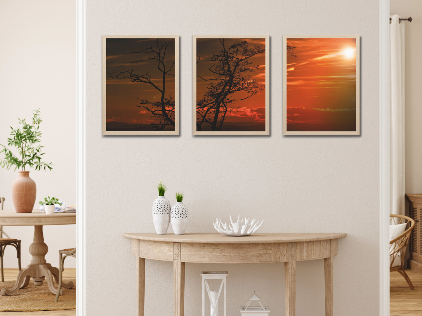 Sonne am Himmel-Triptychon-Fotografie