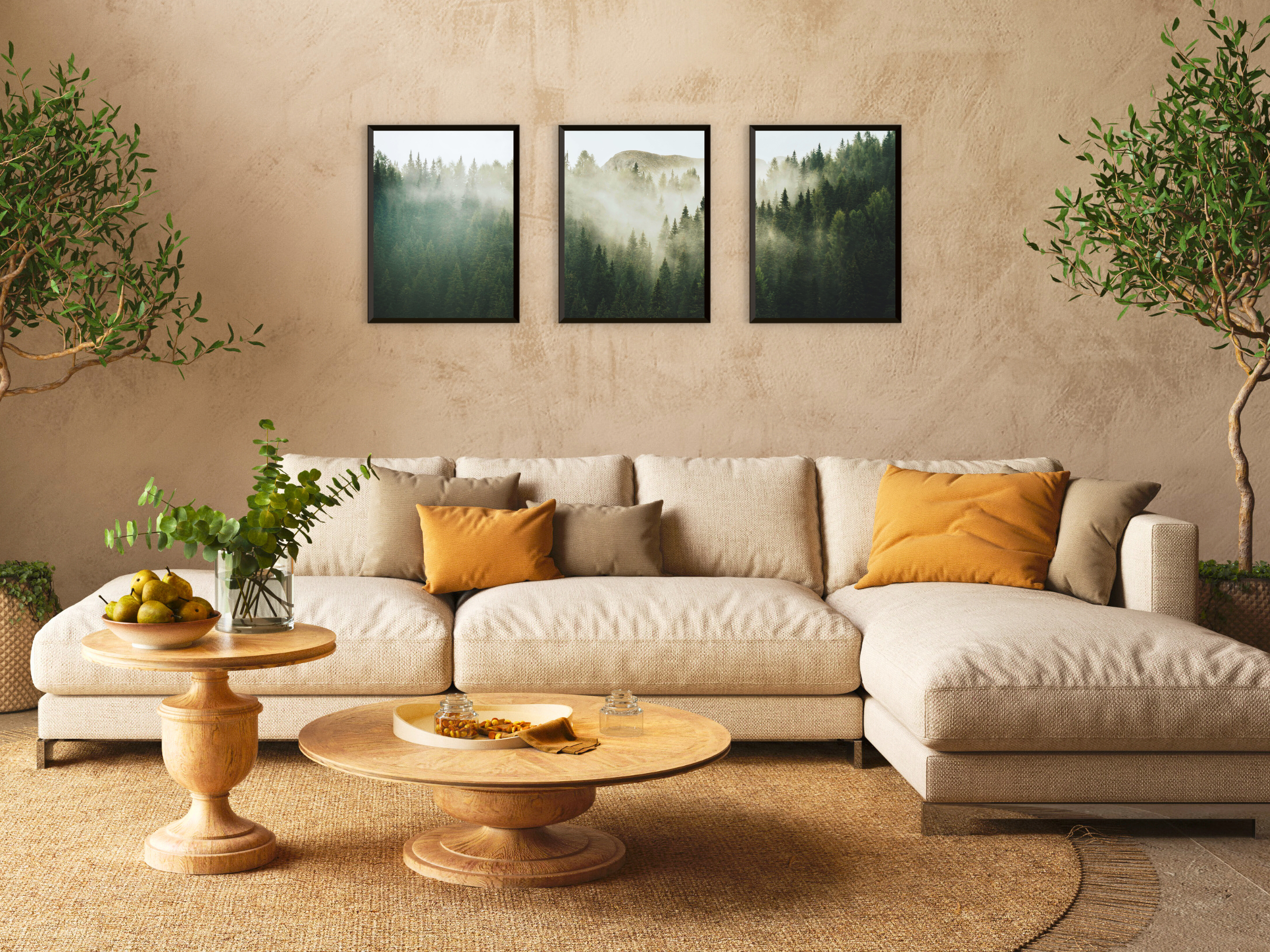 Forêt dans la brume - Photographie en triptyque