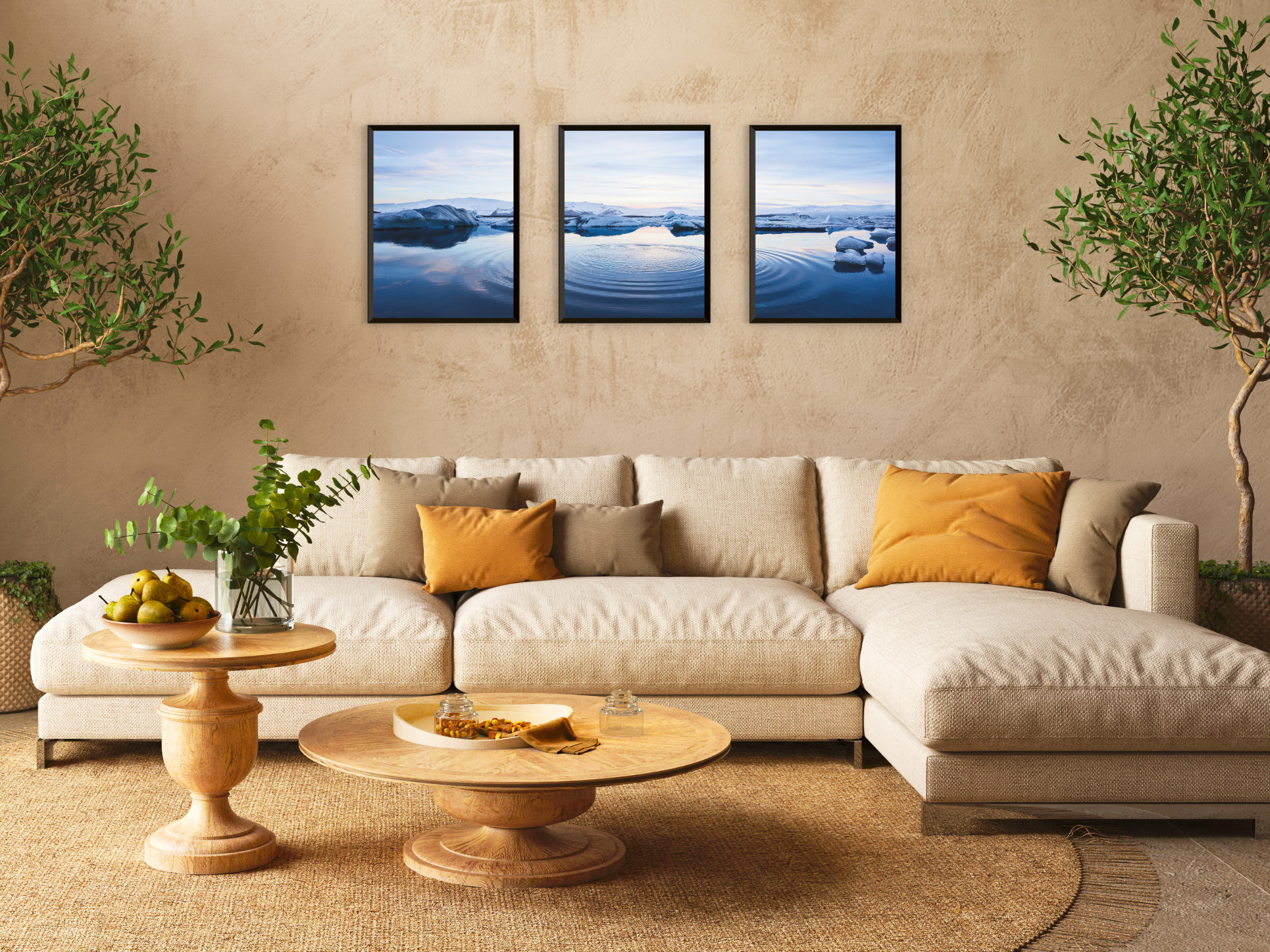 Eislandschaft-Triptychon-Fotografie