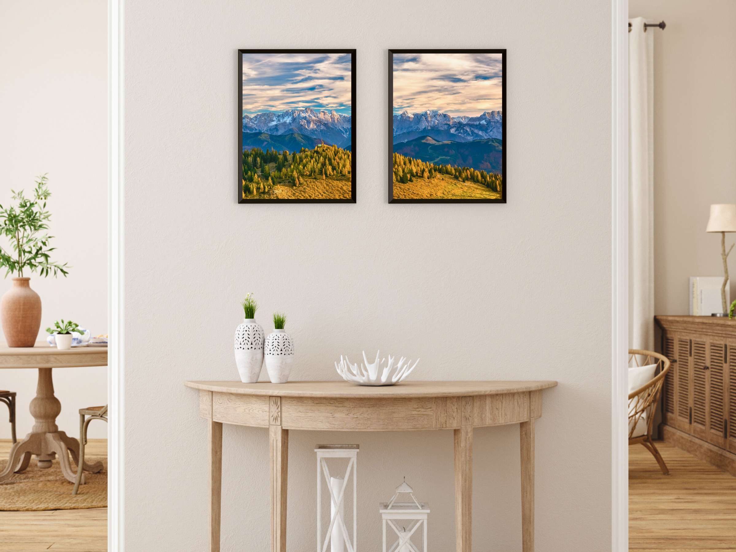 Expansive Mountain Panorama Split Photography