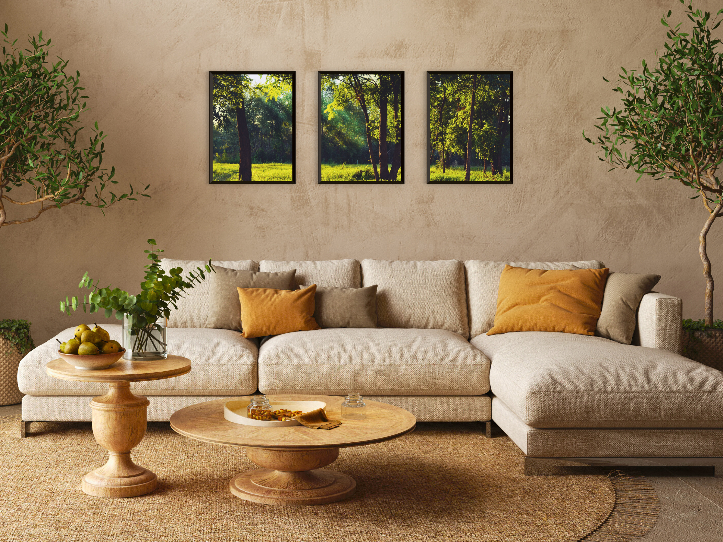 photographie en triptyque d'une clairière