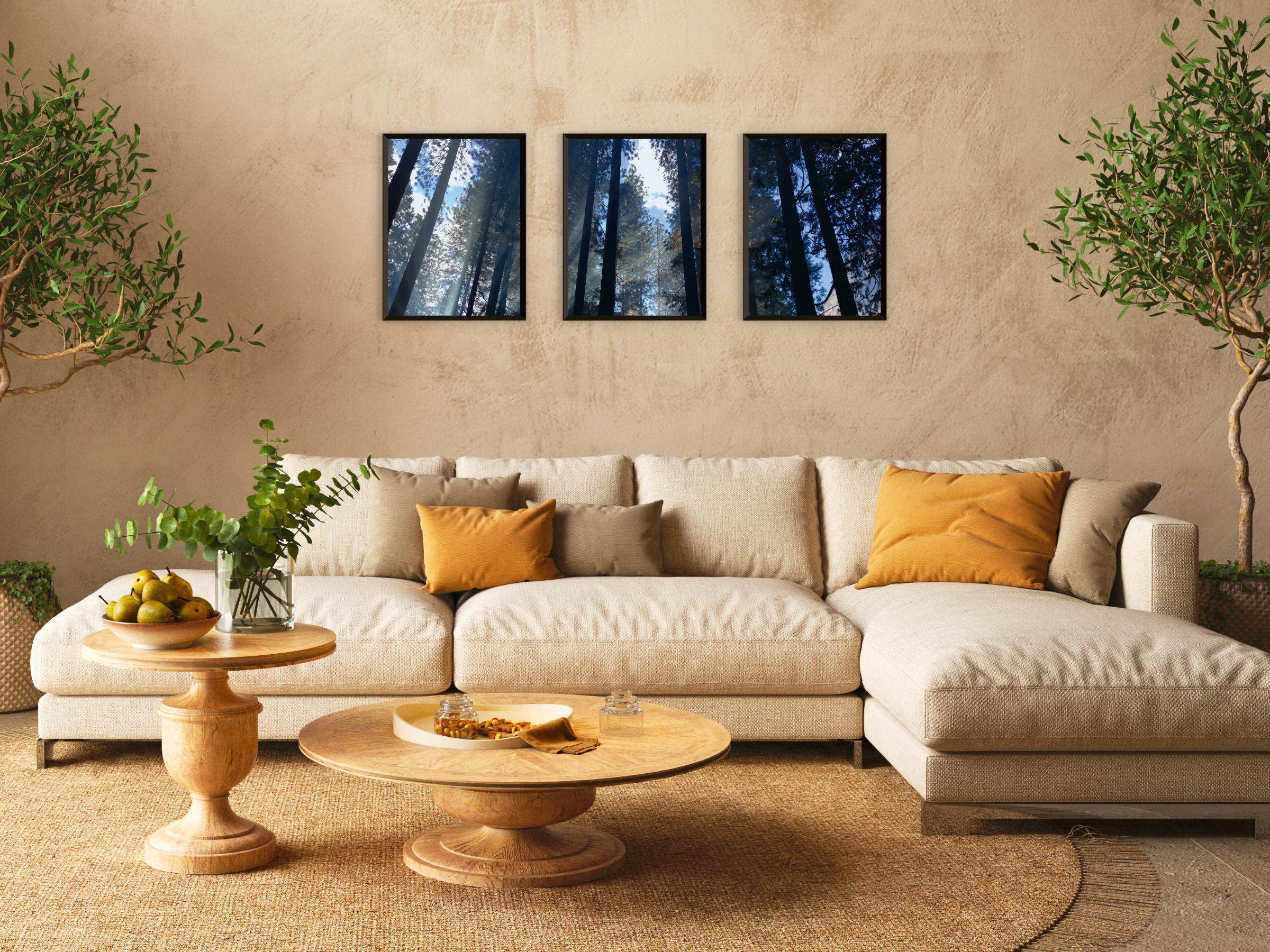 Blick durch die Bäume-Triptychon-Fotografie