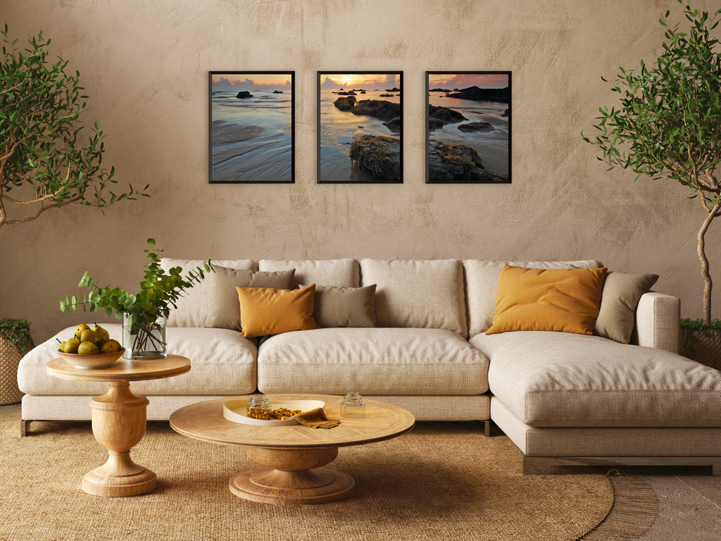 Evening Beach Triptych Photography