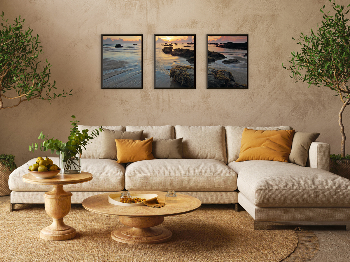 Abendstrand-Triptychon-Fotografie