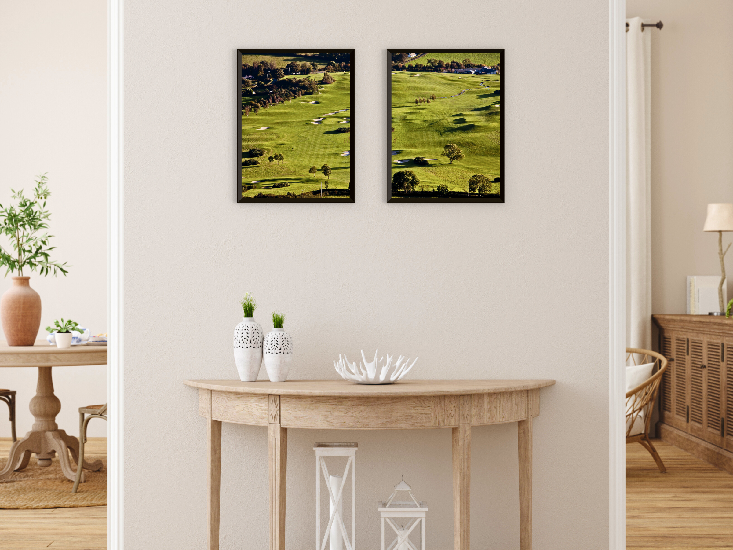 grüner Golfplatz-Split-Fotografie