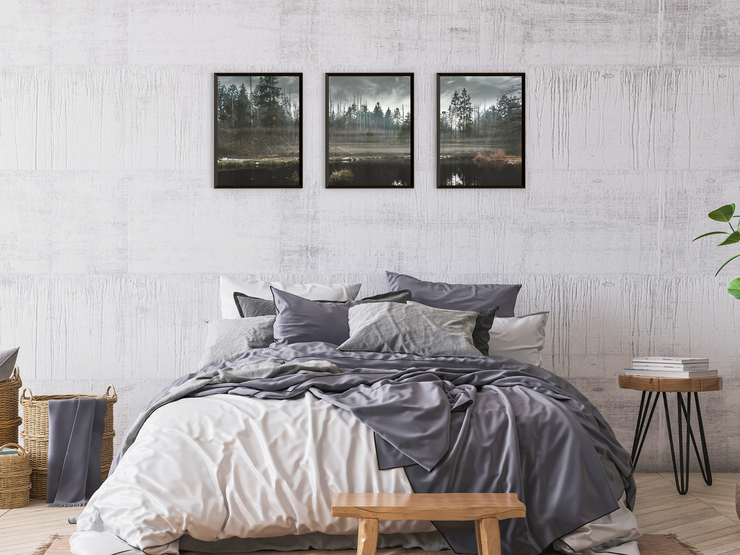 Mist over Forest Moor Triptych Photography