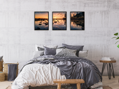 Sonnenuntergang am Gewässer-Triptychon-Fotografie