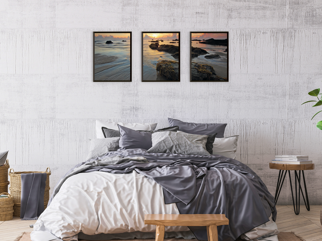 Evening Beach Triptych Photography