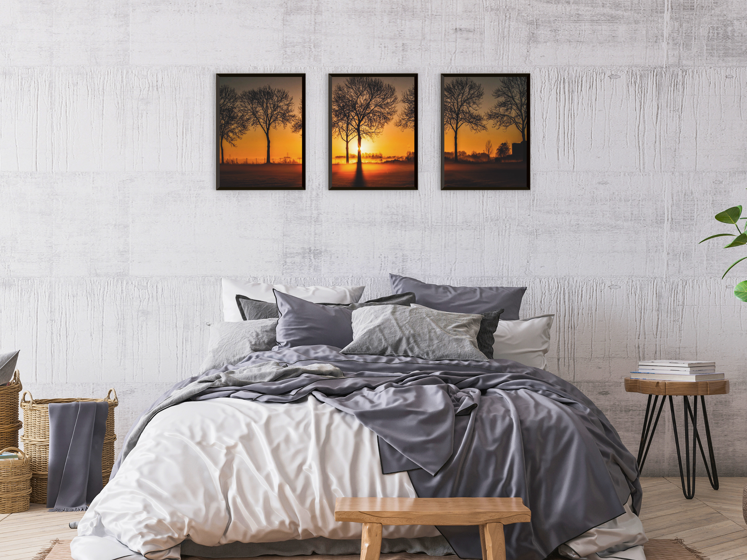 Morgenröte überm Feld-Triptychon-Fotografie