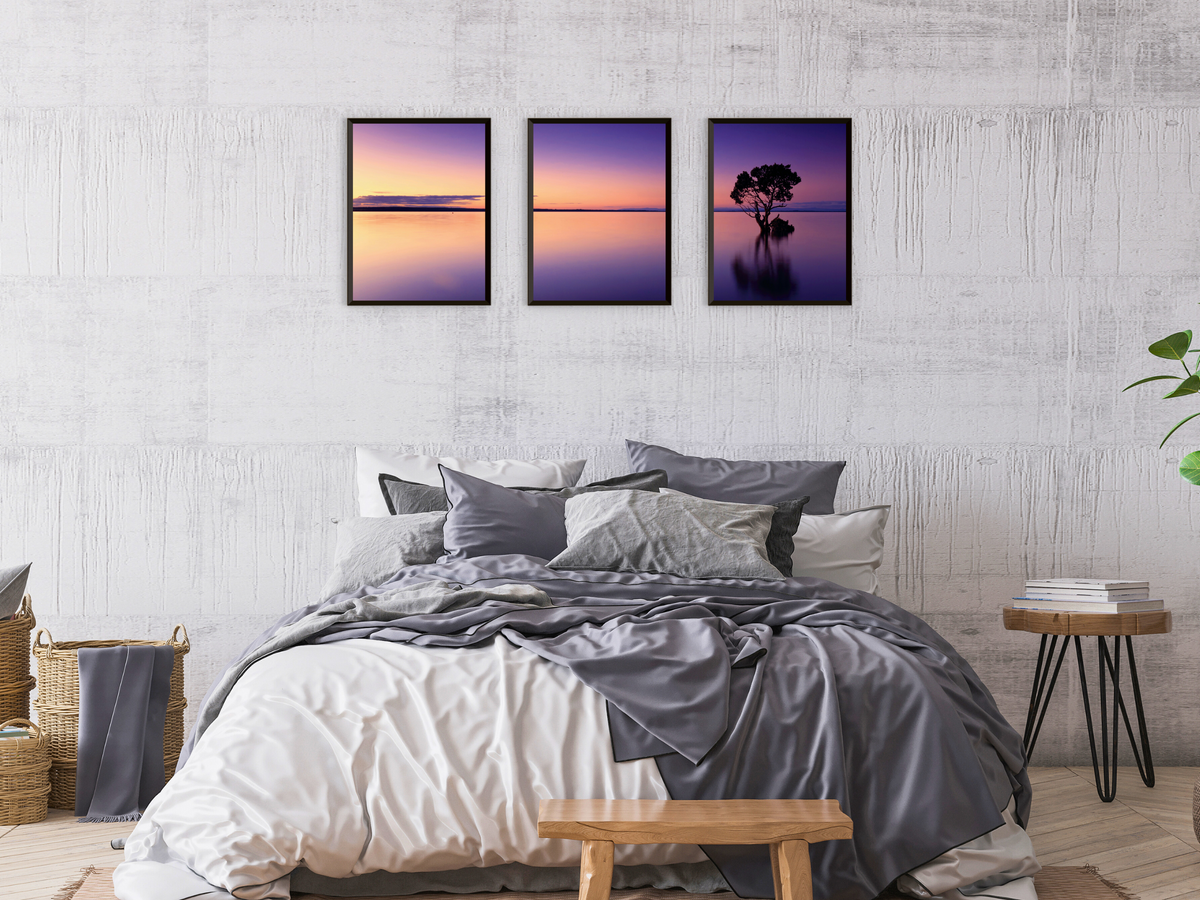 Baum im See-Triptychon-Fotografie