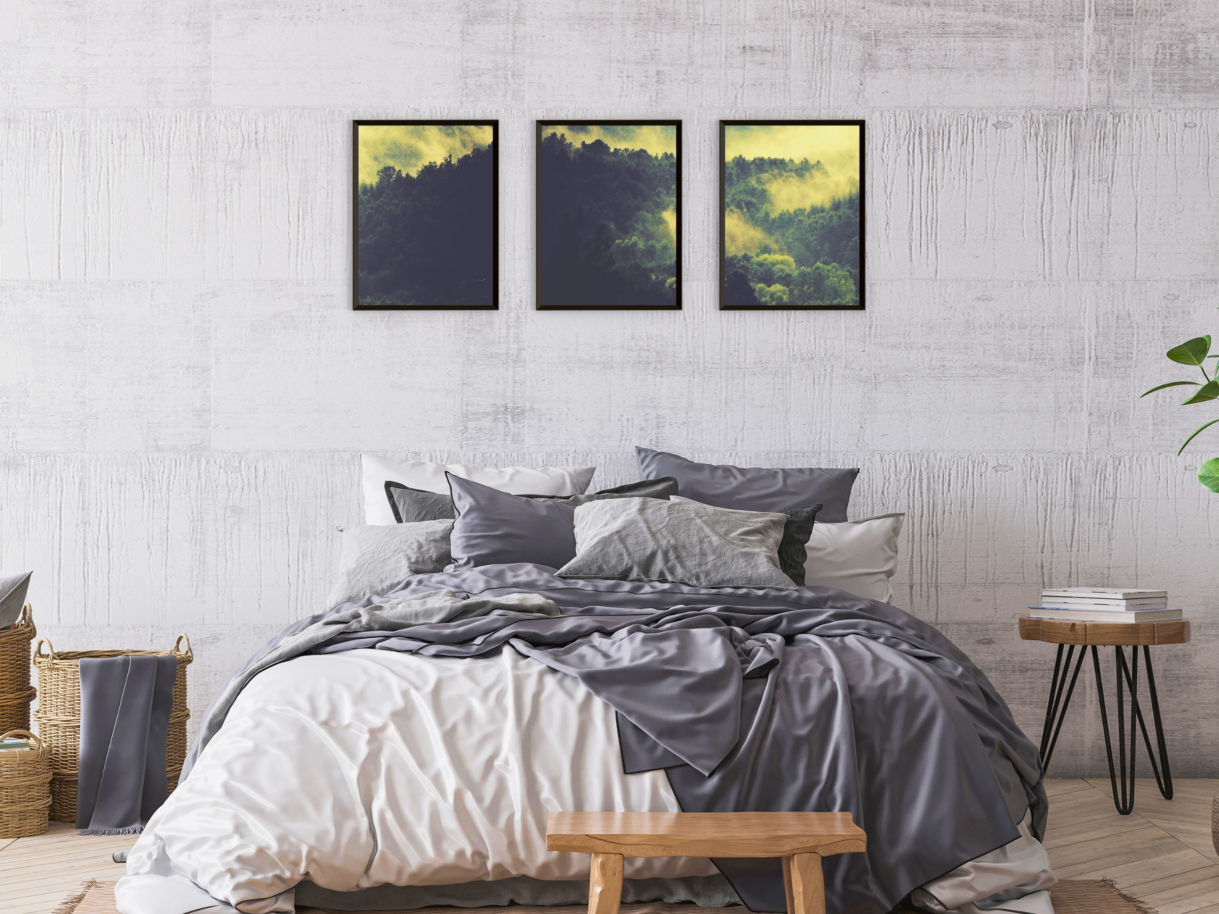 Nebel im Wald-Triptychon-Fotografie