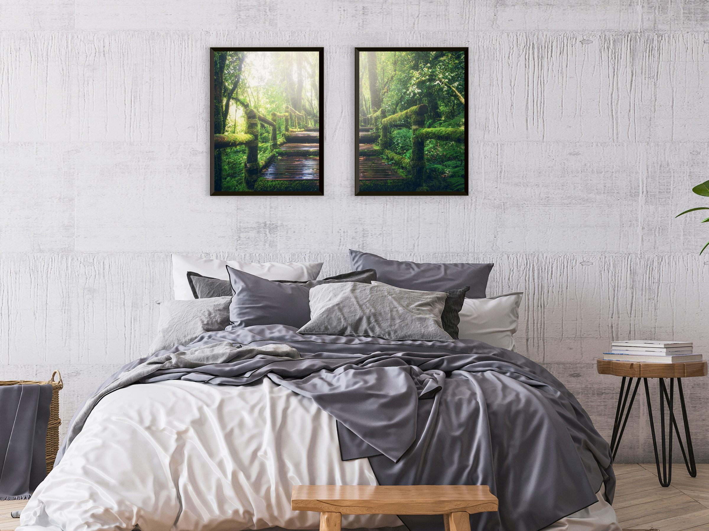 photographie d'escalier forestier divisée