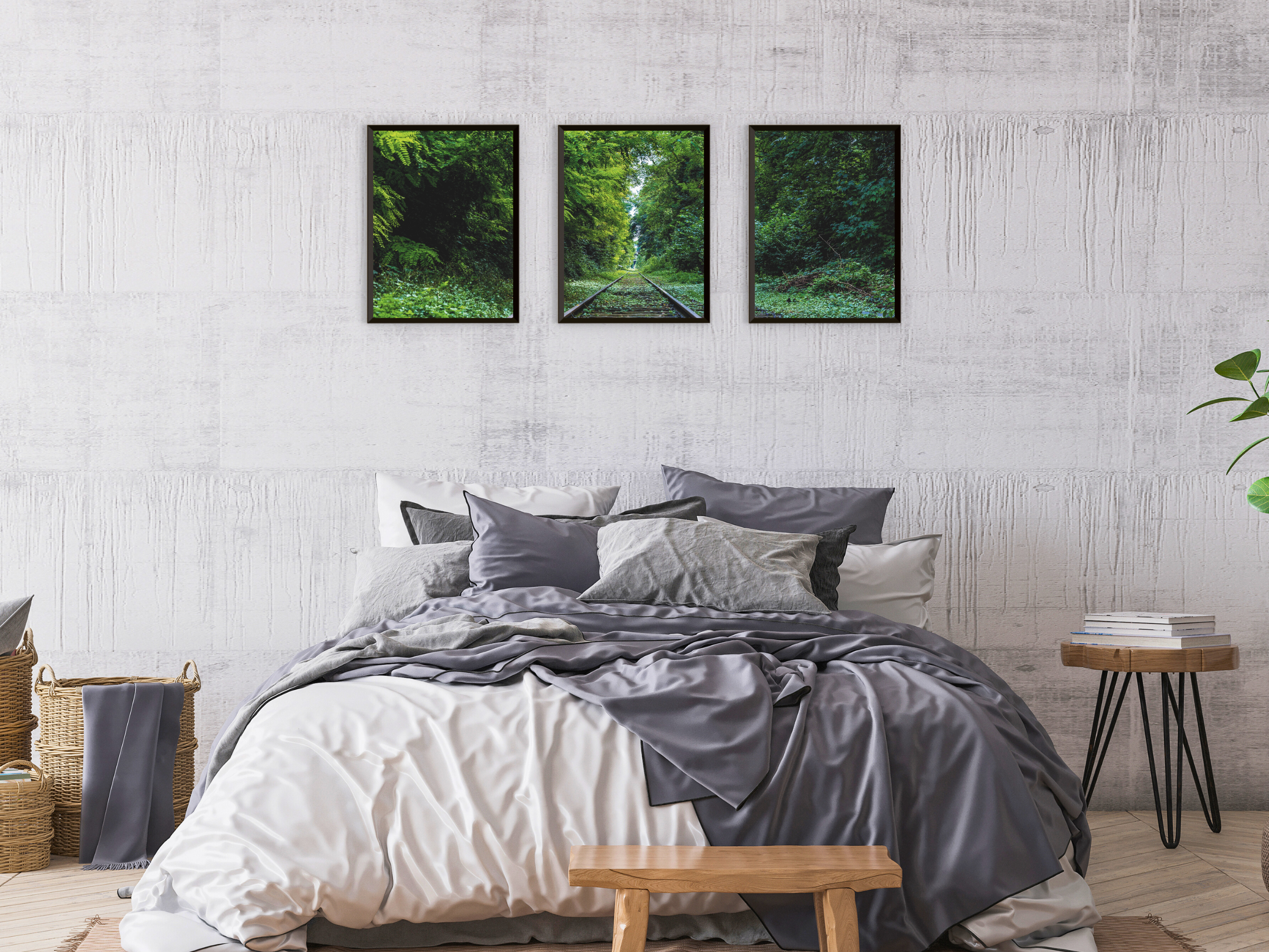 mit dem Zug durch den Wald-Triptychon-Fotografie