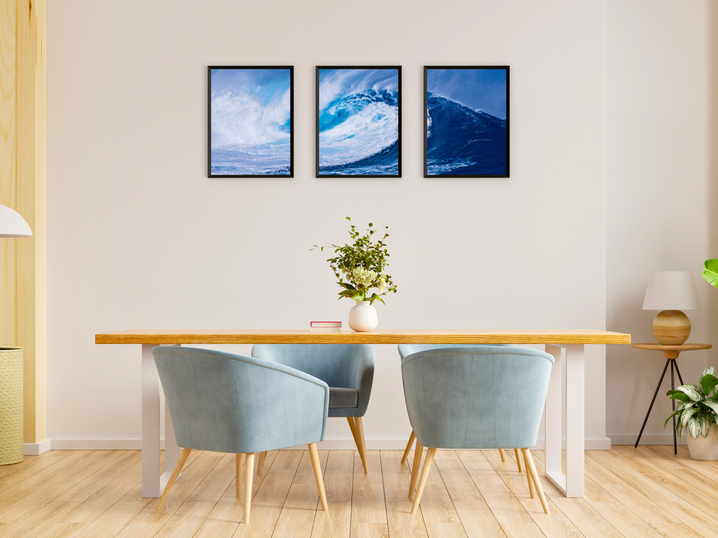 Lavendel-Meereswellen-Tiere-Triptychon-Fotografie (Bundle)