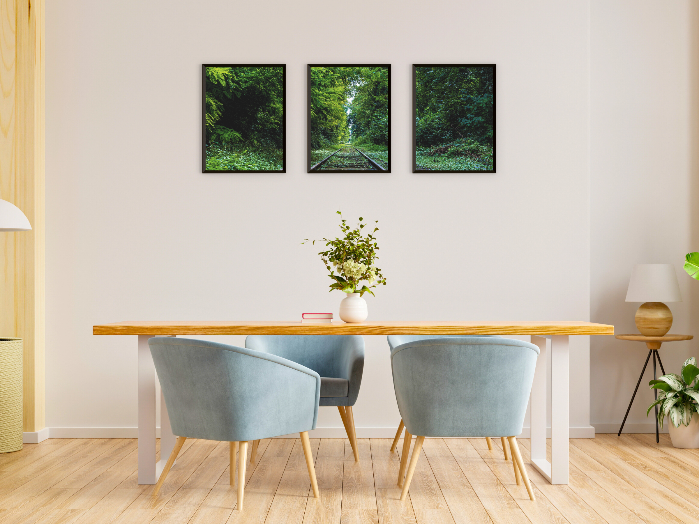 mit dem Zug durch den Wald-Triptychon-Fotografie