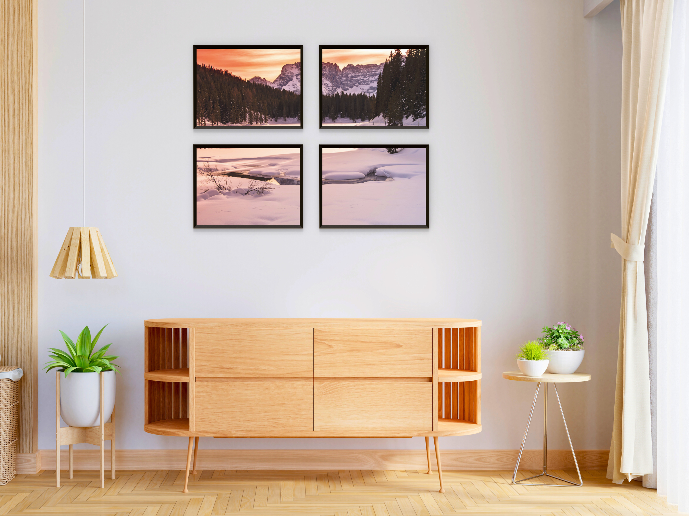 Winter Landscape - Snow - Lake - Forest - Mountains - Split Photography